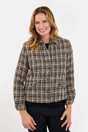 SIGNATURE - Boucle Jakke - Sort / Sand Mix