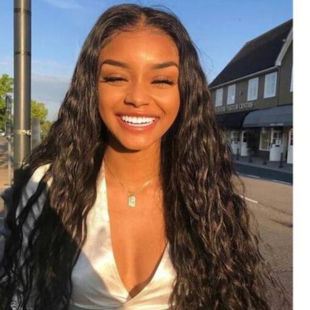 Parykk kvinnelig langt hår krøllete hår svart eksplosivt hode mais ir