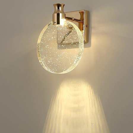 Krystal væglampe, luksuriøs nordisk stil indendørs væglampe, kreativ rund W