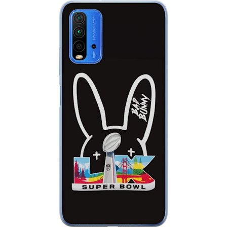 Kompatibelt Mobildeksel til Xiaomi Redmi Note 9 4G Bad Bunny portrett med åpen skjorte, tatoveringer og krøllete hår i stilfull motefotografering