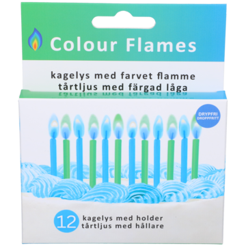 Tårtljus Blå/Grön Låga