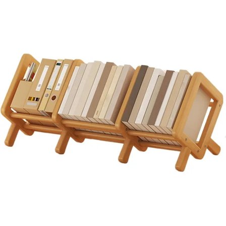 Skrivebordsbogreol - Skrivebordsbogreol - Udtrækkelig træbogreol, opbevaring, dekorativ udstilling til stue, kontor, hjørne i hjemmet, børneværelse