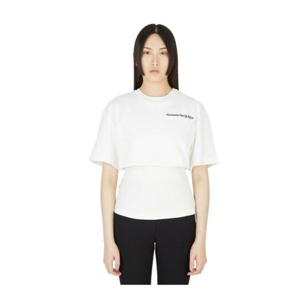 Alexander McQueen Logo Print Layered T-Shirt vit, Dam, Dam, Storlek: M