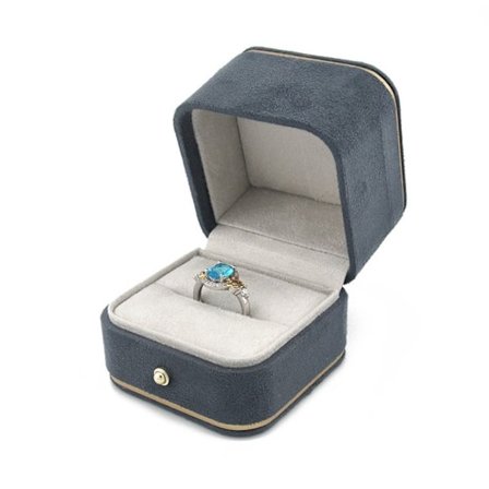 Sammet Smyckeskrin Ring Förvaringslåda GRÅ