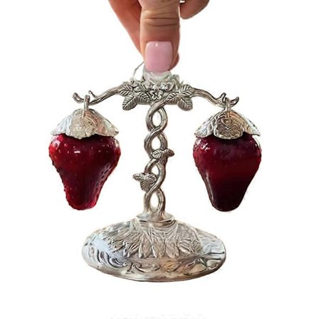 Vintage Jordbær Salt Peber Sæt Krydderi Beholder På Hænger Med Stativ Krydderi Beholder Til Fester (FMY)