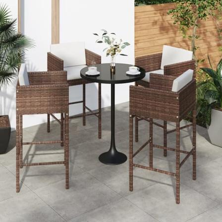 vidaXL Barstolar med dynor 4 st brun konstrotting Brun