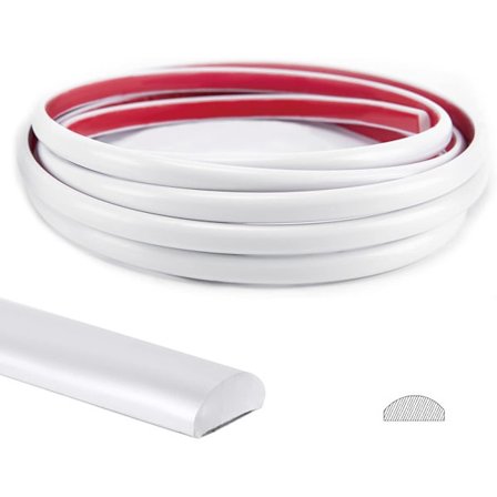 Flislim kant, veggkant, skrell og lim, fleksibel, vanntett, 3 m, hvit