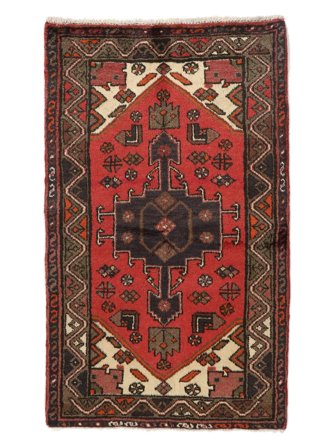Noué À La Main Hamadan Tapis 70X117 Persan De Laine Noir/Marron Petit