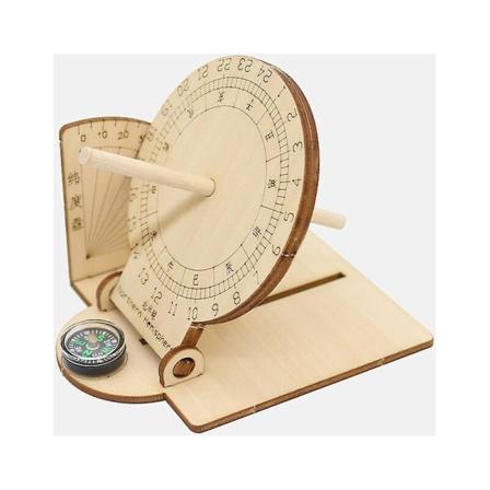 Ekvatorial solurklokke ornament DIY tre pedagogisk vitenskapelig urskive 11*8,5*10cm,26g