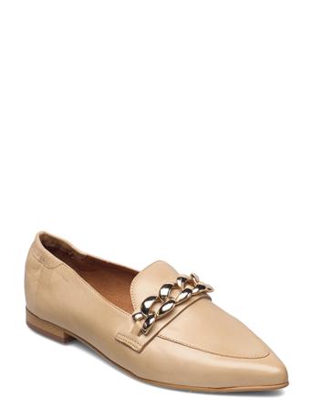Biatracey Leather Chain Loafer Mokasiner Lave Sko Beige Bianco*Betinget Tilbud