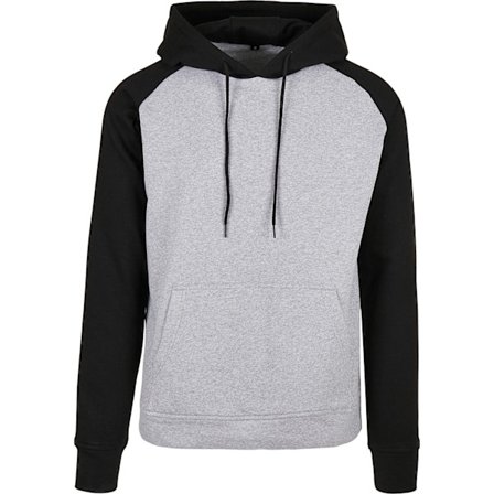 Bygg ditt varumärke Herr Basic Raglan Hoodie M Heather Grey/Black