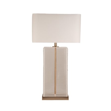 Lasinen pöytävalaisin – 47x25x83cm, valkoinen pellavavarjostin