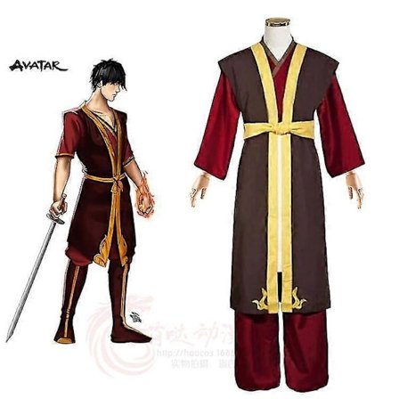Halloween Cos Scenkostym, Avatar The Last Airbender, Prins Zuko Cosplay Kostym Komplett Set-Xin