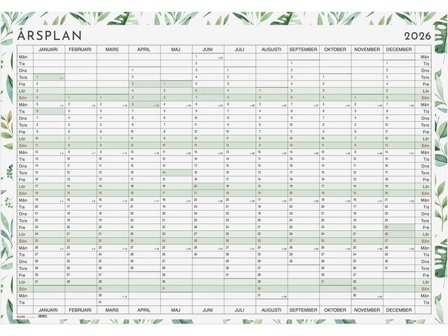 Burde Whiteboardtavla Årsplanering 2026 - Lyreco - Almanackor och kalendrar - Planeringstavlor - Planeringstavlor