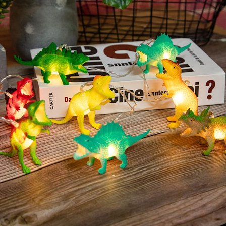 Julebelysning med dinosaur-lampe, LED-lyslenke for barn, dekorasjon