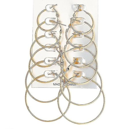 12 Par Ørepyntsett Store Høyringer Gullfarget Metalllegering Ørepynt Til Bursdagsgave