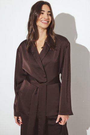 NA-KD Robe nuisette en satin - Peignoirs - Marron - M