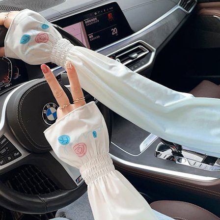 Solskyddsärmar av issilke, sommar, gradient, cykling, anti-UV, lösa, elastiska solskyddsärmar, tunna, dam