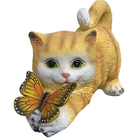 Solcellslampor Utomhus Trädgårdsdekorationer Solcells Katt Trädgårdsdekoration Harts Katt Staty Led Ljus Solcellslampa För Trädgårdsdekoration Gul