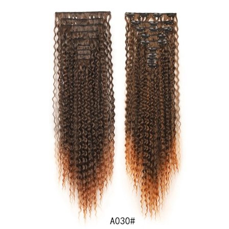 Syntetisk hårförlängning Lockigt tjockt hår 9 st/set Klämma i hårstycke 22 tum 145 g För helhuvud Svart Brun Färg