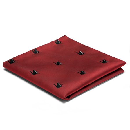 Burgundy Double-Sided Pocket Square with Pianos for Men - Patterned Pocket Squares
