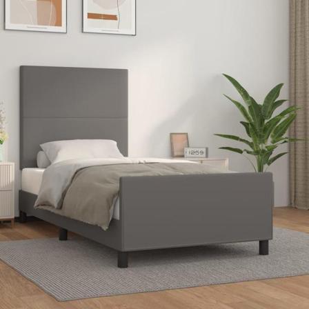 Vidaxl Sängram Med Huvudgavel Grå 80x200 Cm Konstläder Grå