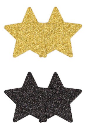 Pretty Pasties Glitter Stars Black Gold 2 Pair Nipple covers - Blushme.se