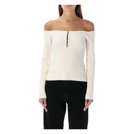 Helmut Lang Round-neck Strik Hvid, Dame Striktrøjer