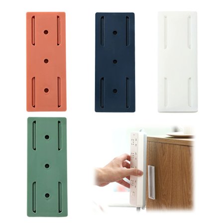 4-pack självhäftande skrivbordsuttag, plugg-in grenuttag fixeringsfäste, stansfri väggmonterad grenuttagshållare