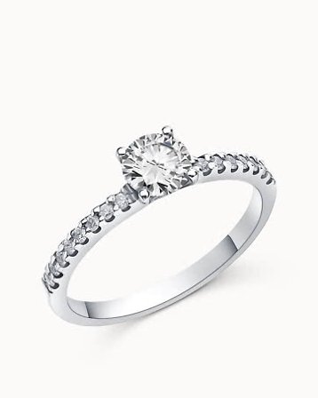 Sidestensring Fredrica 18K Hvitt Gull Naturlig Diamant 0.30 Carat - Forlovelsesringer & Gifteringer hos Vanbruun