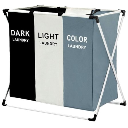 Laundry Basket with 3 Compartments - Laundry Basket - 135L