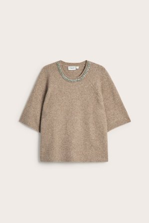 Kappahl | Sweter z dzianiny, z kryształkami | Brązowy melanż