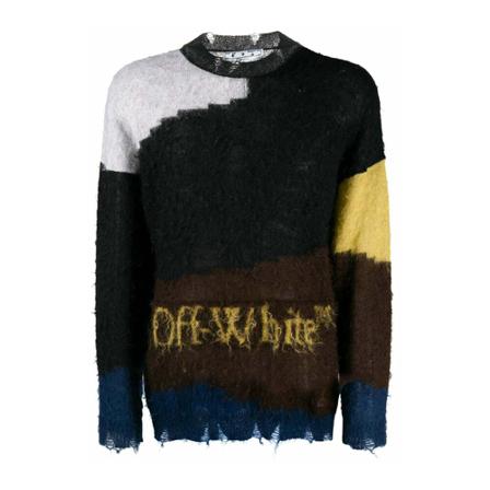 Off White Distressed Logo Trui , Zwart , Heren , Maat: M