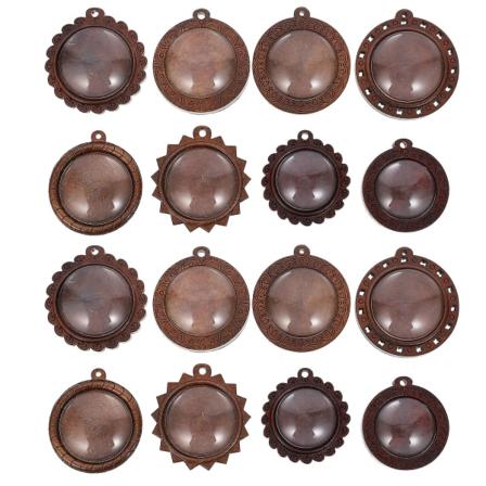 32 st Trä Servbrickor DIY Glaskupol Pärlor Cabochon Inställningar DIY Örhänge Tillbehör Brun 3X3cm Brown 3X3cm