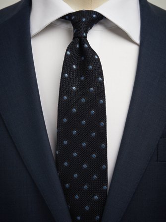 John Henric Men's Blaue Grenadine Krawatte mit Punkten Size 7,5