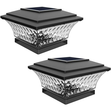 2-delt solcelledesign for stolpe, LED-belysning for dekk, gjerde, etc.