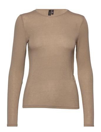 Yaswoola Ls O-Neck Top Brown YAS
