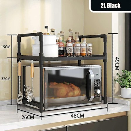 Köksförhöjd Design Kryddställ Mikrovågsugn Förvaringsställ Tvåskikts Ugn Modern Minimalism Kökstillbehör Organizer-WELLNGS