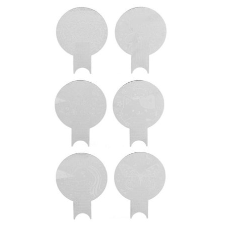 6 stk. Neglekunst Stemplingsplader Sæt Runde Former Forskellige Mønstre Rustfrit Stål Manicure Print Skabeloner