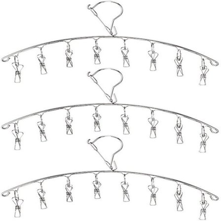 3-pak strømpetørrer Bøjle Vasketøjsstativ indendørs udendørs drypbøjle med 10 klemmer Tørrehåndklæder, bleer