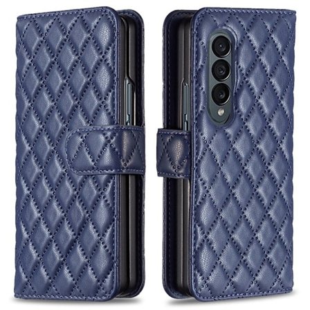 Rombuskuvioinen matta läppäkotelo Samsung Galaxy Z Fold3 5G - Sininen