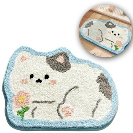Tecknad Djur Badrumsmatta Halkfri Tvättbar Plyschmatta 80x50 cm Snabbtorkande Dörrmatta Söt Mikrofibermatta Perfekt som Julklapp