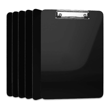 6 Pak Plastik Clipboards Sorte Clipboards Lav Profil Metal Clipboard Brevstørrelse Bulk Klassesæt
