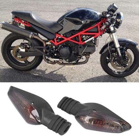 12V Blinklys Indikator Gult Lys Erstatning for Ducati Monster 695 696 796 797 821 1100 S EVO 1200 Svart Linse