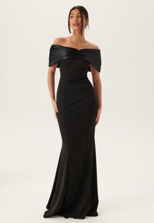 Bubbleroom Occasion-Satin Bow Off Shoulder Gown-L