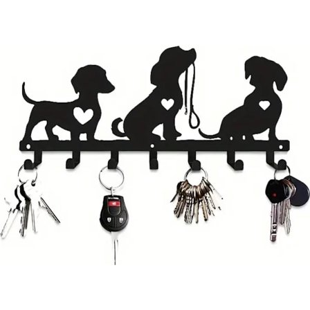 Hundebånd klesstativ, Metall klesstativ, Hunder, Klesstativ, Bånd, Halsbånd, Metall, 3 Hundersvart 3 hunder