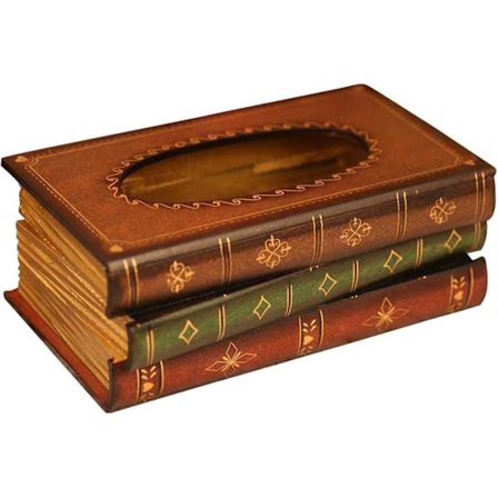 Elegant Trä Antik Bok Näsduk Hållare Dispenser, Nyhet Servett Hållare, Näsduk Box för Hemma Kontor Bil(A)