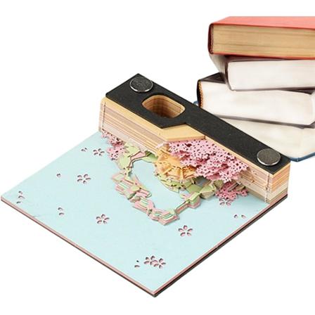 3D-taidetarratyyny, paperiveistosmuistio n ytt laatikolla toimistoon ja kotiin Peach Blossom Island