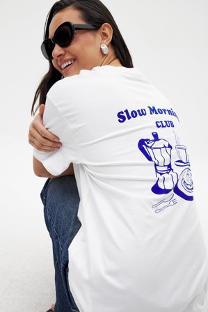 NA-KD T-shirt oversize à encolure ronde et imprimé - - Blanc - XS (EU 32)