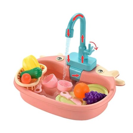 Simuleringsvask Elektrisk Kjøkkenvask Sirkulerende Vann Vask Vaskestell Over Barnas Oppvaskmaskinleker